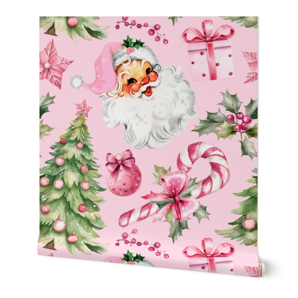 Pink Retro Watercolor Christmas - XL Scale