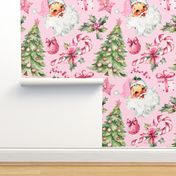 Pink Retro Watercolor Christmas - XL Scale