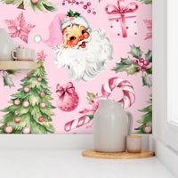 Pink Retro Watercolor Christmas - XL Scale