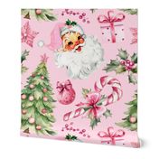 Pink Retro Watercolor Christmas - XL Scale