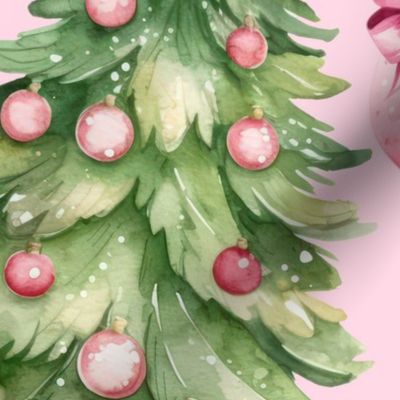 Pink Retro Watercolor Christmas - XL Scale