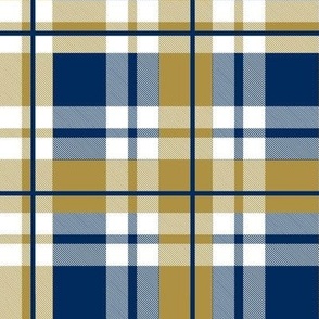 Bigger Scale Team Spirit Football Plaid in Notre Dame Colors Irish Blue and Gold