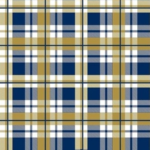 Smaller Scale Team Spirit Football Plaid in Notre Dame Colors Irish Blue and Gold