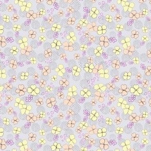 Grey with pale yellow flowers ditsy print for dollhouse fabric, wallpaper, and miniature decor