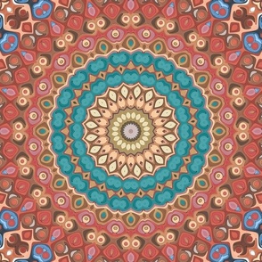 Earthy Neutrals Mandala Kaleidoscope Medallion Flower