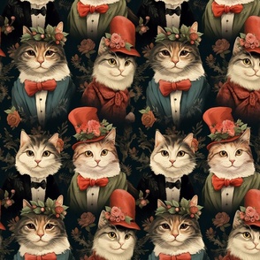Fancy Felines Dressed to the Nines Kawaii Kitty Victorian Christmas Cats