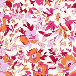 Graphic Florals in Orange in Pink