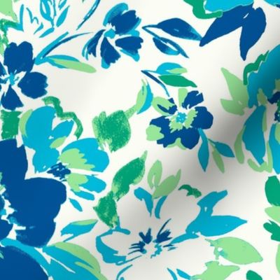 Graphic Florals in Blue and Green