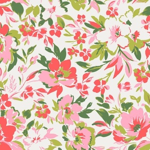 Graphic Florals in Retro Green and Pink