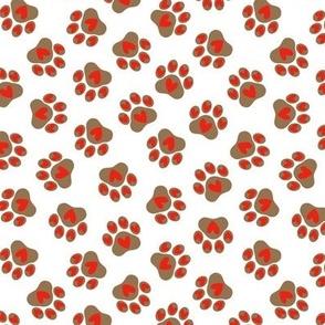 Valentine, heart dog paw print on white medium 