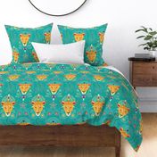 Queen Mother Lioness on Teal - Large
