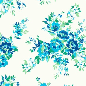 Blue and Green Floral - Modern Chintz