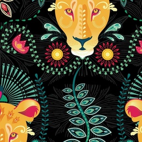 Queen Mother Lioness on Black - XL