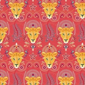 Queen Mother Lioness on Regal Red - Medium