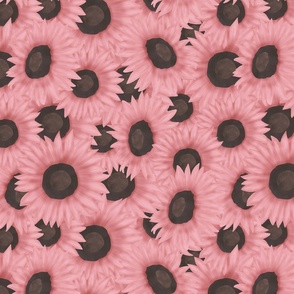 Pink Petals Pink Sunflowers Seamless Pattern