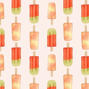 Watermelon and Peach Popsicles on Pink