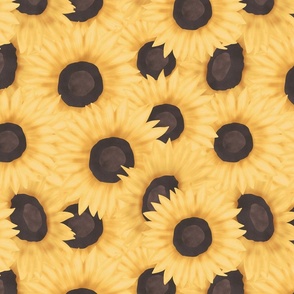 Sunlit Yellow Sunflowers Seamless Pattern 