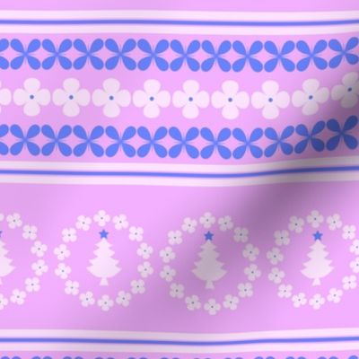 Christmas  jumper stripes and Christmas trees, vintage Christmas lilac and pink ,  traditional Christmas, traditional festive,  large scale