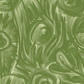 large - Abstract poppy field - monochrome paint strokes - dark fern green on light sage green
