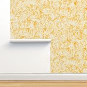 large - Abstract poppy field - monochrome paint strokes - light ivory beige on orange