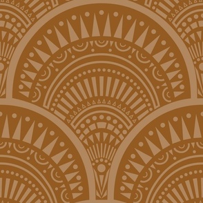 medium // Art deco abstract scallop in brown beige