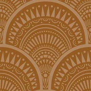 small // Art deco abstract scallop in brown beige
