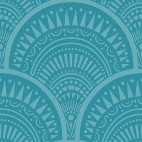 small // Art deco abstract scallop in blue lagoon