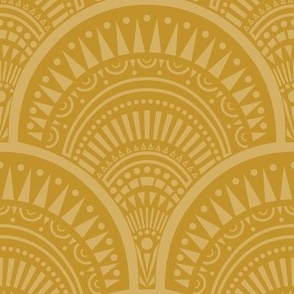 small // Art deco abstract scallop in mustard yellow 