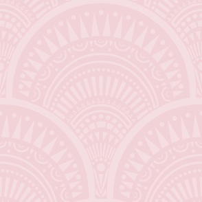 Large // Art deco abstract scallop in soft pink