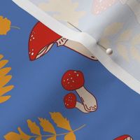 Fly agarics and leaves