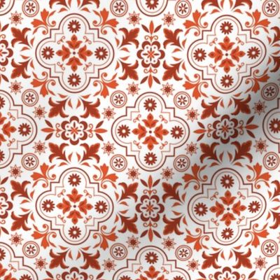 Portuguese Floral Tiles - Pantone Rooibos Tea 18-1355 TCX + Orangeade 17-1461 TCX + White 