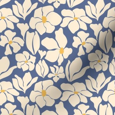Flower Market - Matisse Inspired Floral - Benjamin Moore Blue Nova 825 - CC-860 + Neutral Eggshell