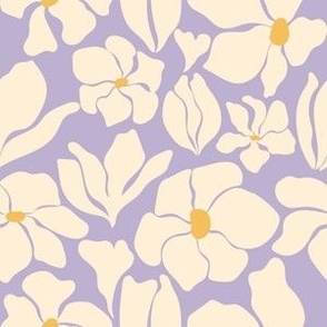 Flower Market - Matisse Inspired Floral - Pantone Pastel Lilac / Lavender / Periwinkle / Light Purple