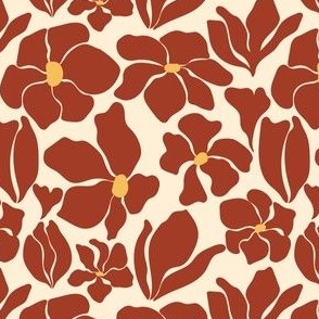 Flower Market - Matisse Inspired Floral - Pantone Rooibos Tea 18-1355 TCX + Neutral Eggshell