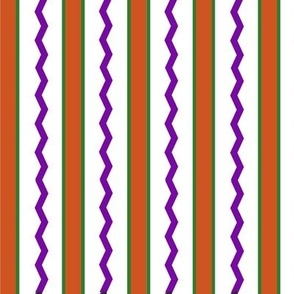 Orange Green Stripes & Purple Zigzags