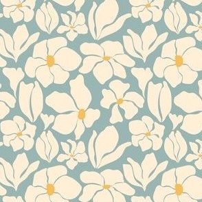 Flower Market - Matisse Inspired Floral -  Valspar Renew Blue + Neutral Eggshell