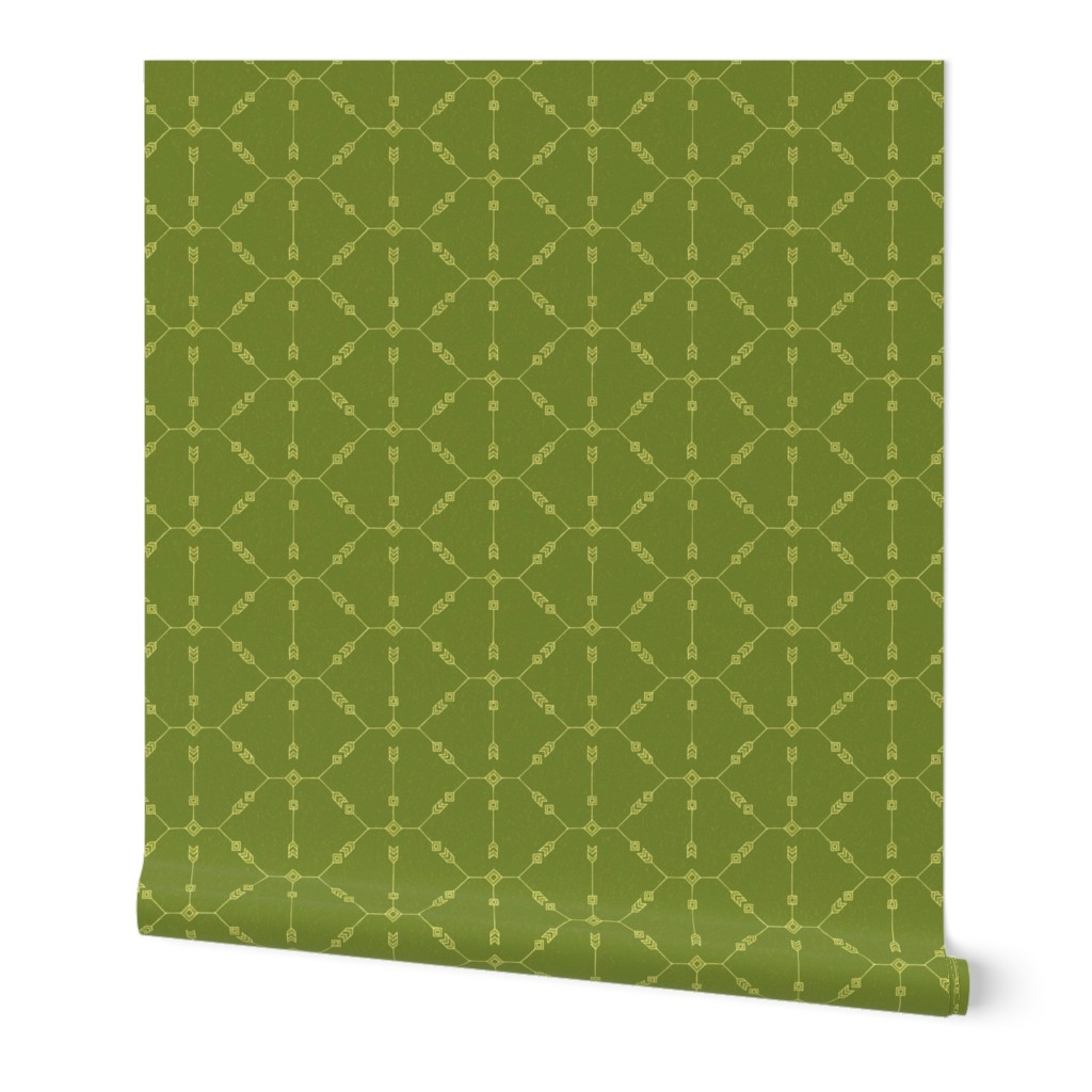 Hexagons and Arrows Moss Green (Medium Scale)