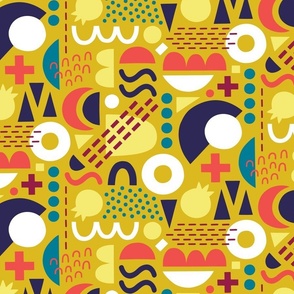 Colorful Abstract Shapes and Dots yellow