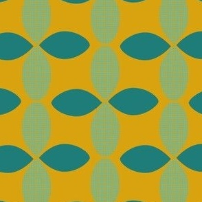 Teal geometric floral / saffron / apricot background