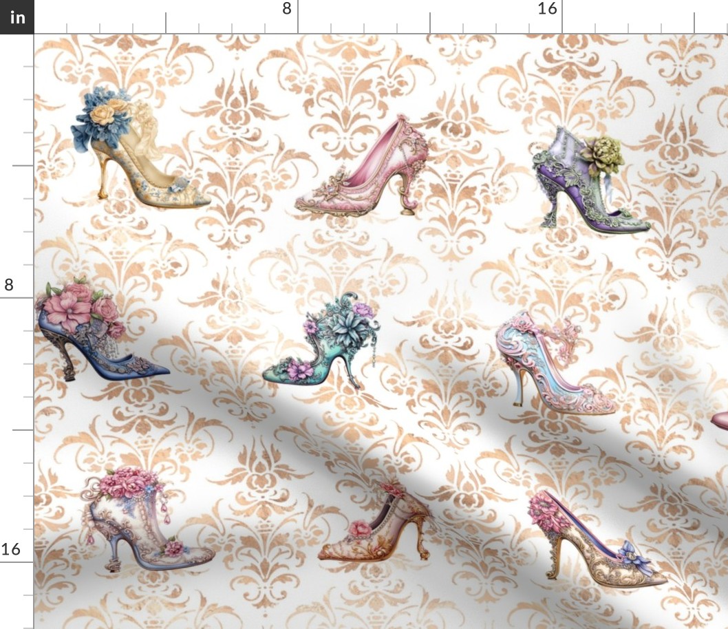 Palace Of Versailles Shoe Collection   Mocha Damask  by  Bada Blings Designs Ltd