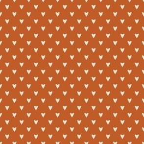 Geometry in Love - cream on red ochre - XS extra small tiny scale - cute geometric valentine hearts on marmalade burnt sienna orange