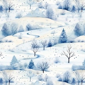 Snowy Watercolor Landscape
