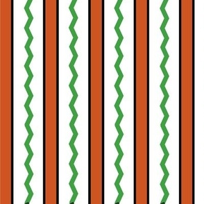 Orange Stripes & Green Zigzags