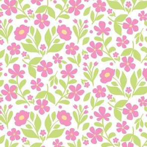 Modern Florals - pink and green