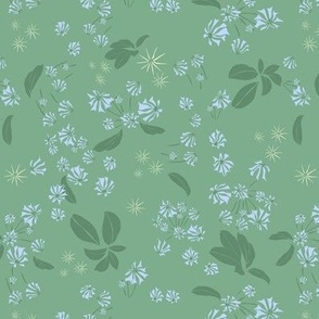 Soft spring green floral and pale blue