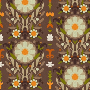 Autumn Daisy Wheel in Browns (large scale)