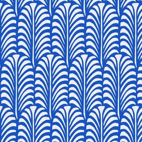 Large - Leaf - Azure Blue - Traditional cut out coastal leaf for upholstery, wallpaper, bedding or table decor. Tropical bold summer leaves  - botanical nature bold minimalism minimalist - palm palms palm springs - block print inspired