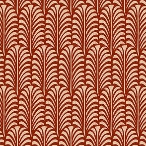 Small - Leaf - Hot fudge red on dark vanilla - Traditional cut out coastal leaf for upholstery, wallpaper, bedding or table decor. Tropical bold summer leaves  - botanical nature bold minimalism minimalist - palm palms palm springs - block print inspired