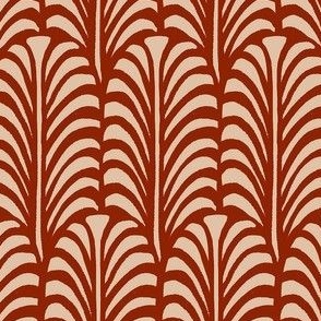 Medium - Leaf - Hot fudge red on dark vanilla - Traditional cut out coastal leaf for upholstery, wallpaper, bedding or table decor. Tropical bold summer leaves  - botanical nature bold minimalism minimalist - palm palms palm springs - block print inspired