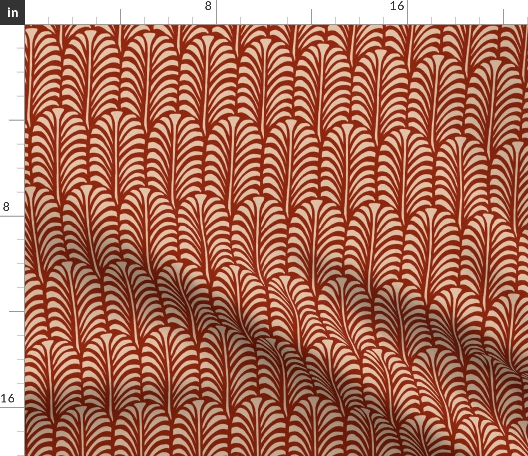 Medium - Leaf - Hot fudge red on dark vanilla - Traditional cut out coastal leaf for upholstery, wallpaper, bedding or table decor. Tropical bold summer leaves  - botanical nature bold minimalism minimalist - palm palms palm springs - block print inspired